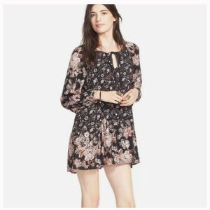 Free People Orange and Black Long Sleeve Mini Sundress